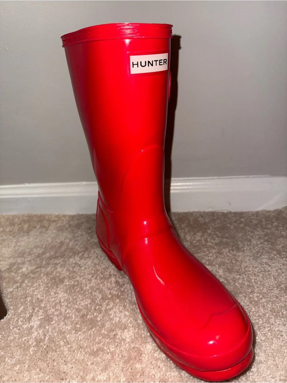 Hunter Red Rubber Wellington Boot (Interior View)